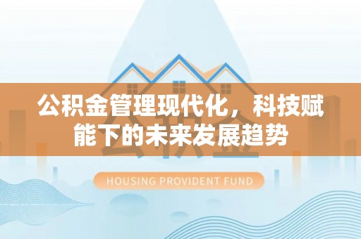 贵溪公积金管理现代化，科技赋能下的未来发展趋势